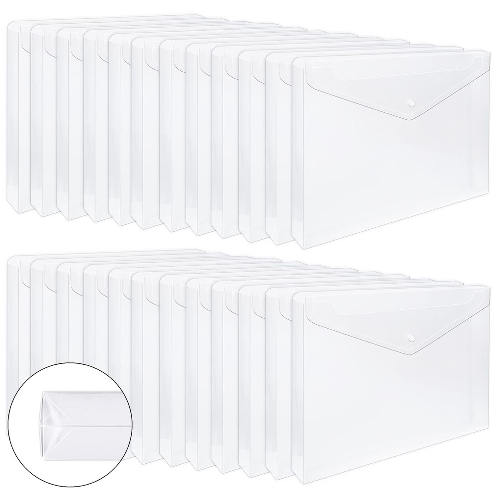 24pcs Clear Envelopes, Expandable Folders for Documents and Waterproof Folder...