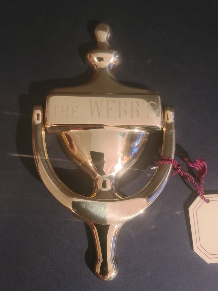 NEW Solid Brass Door Knocker Inscribed with "The Webbs" Webb Mad in Spain
