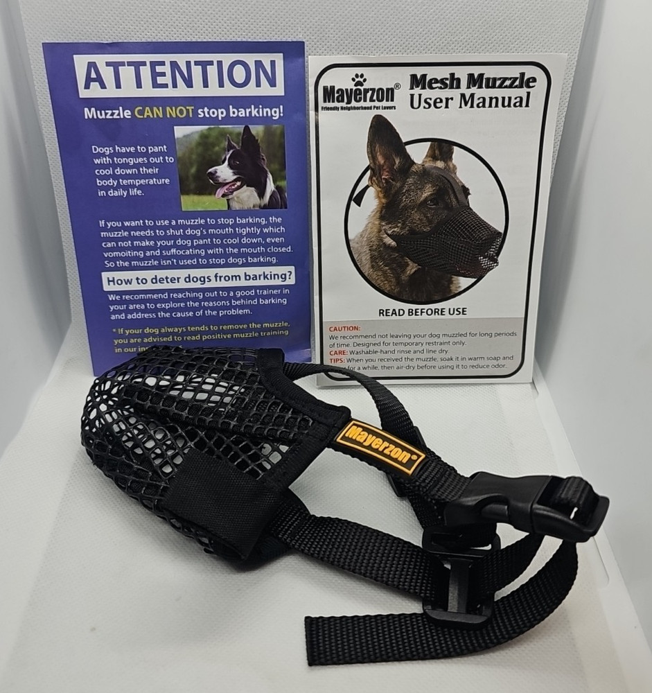 XS Dog Muzzle Mayerzon Breathable Mesh Black Adjustable
