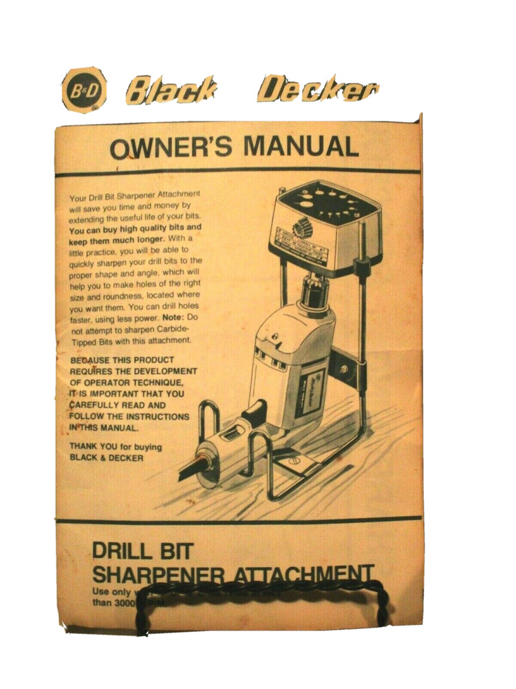 Black &Decker DRILL BIT sharpening tool #79-800 complete handy tool DIY GC