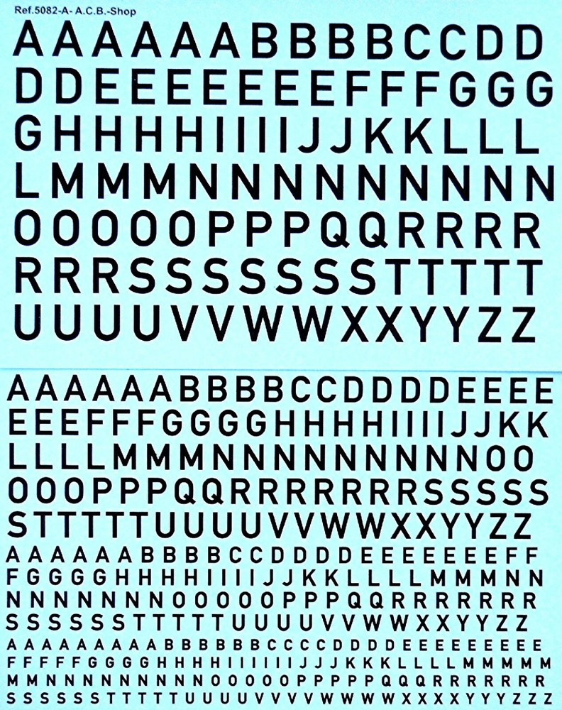 Big letters black 1:43 Decal decals
