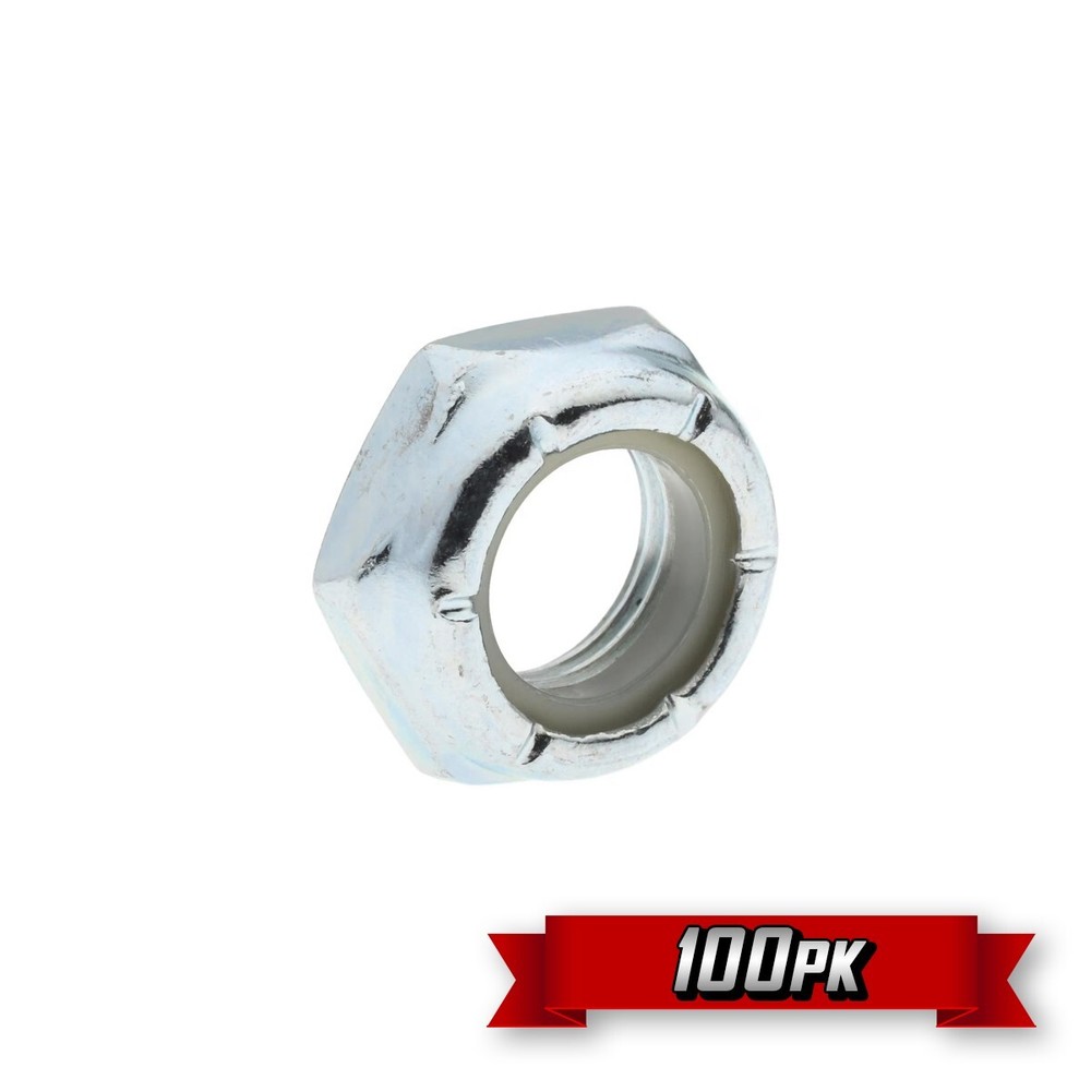 Jam Nylock Nut (Nylon Insert Lock Nut), 3/8"-24 Thread, Zinc {100pk}