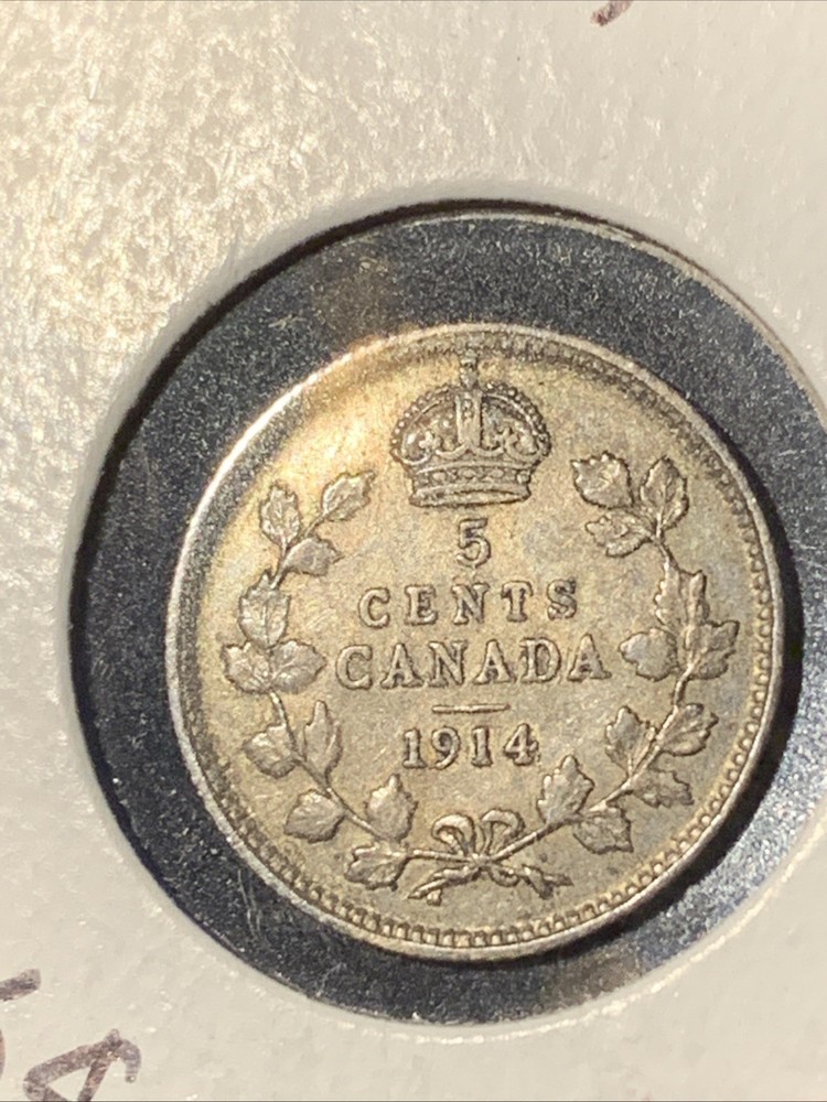 1914 Canada 5 Cent Silver ~ .925 Silver ~ BETTER GRADE