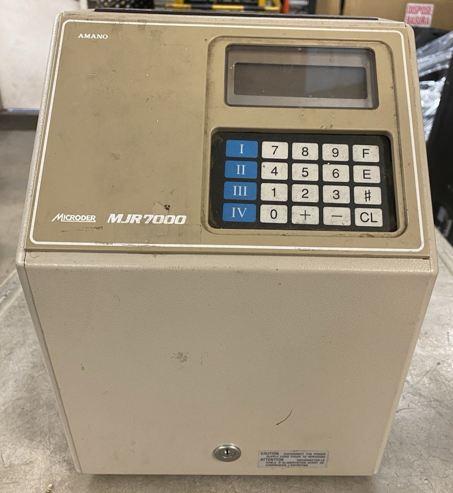 Amano Microder MJR7000 Digital Computerized Employee Time Punch Card - UNTESTED