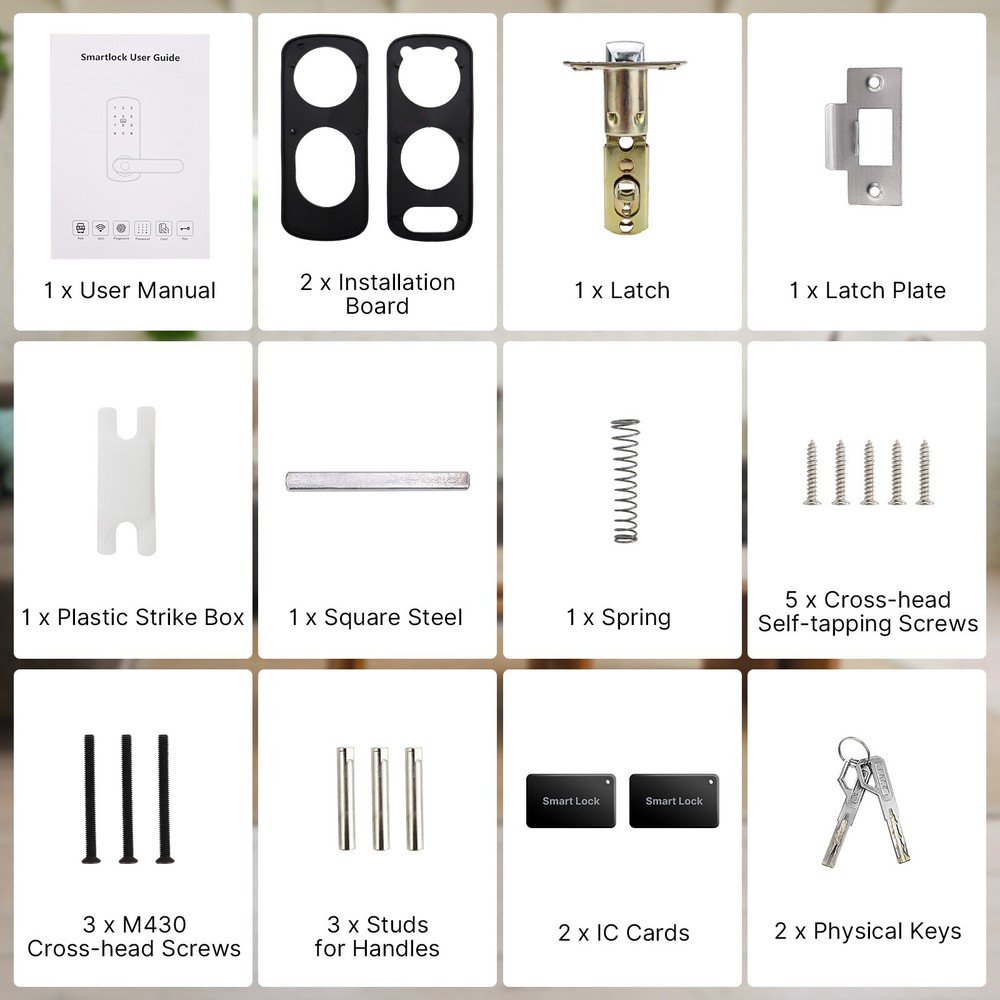 5-in-1 WiFi Smart Door Lock Fingerprint+IC+Code Passcode+Keys+APP Control Unlock