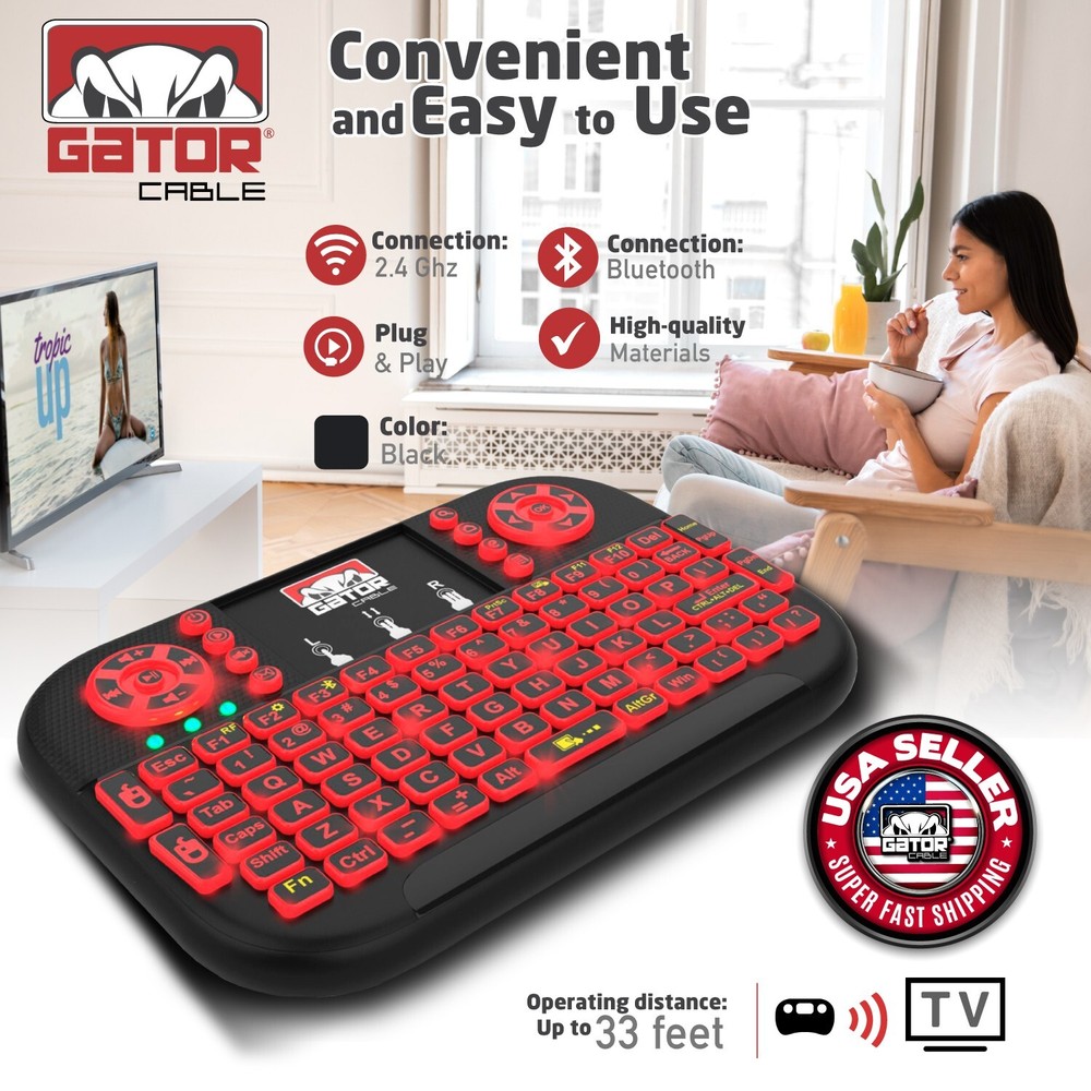 Mini Wireless Bluetooth Keyboard Remote Touchpad Smart-TV Android TV PC Backlit