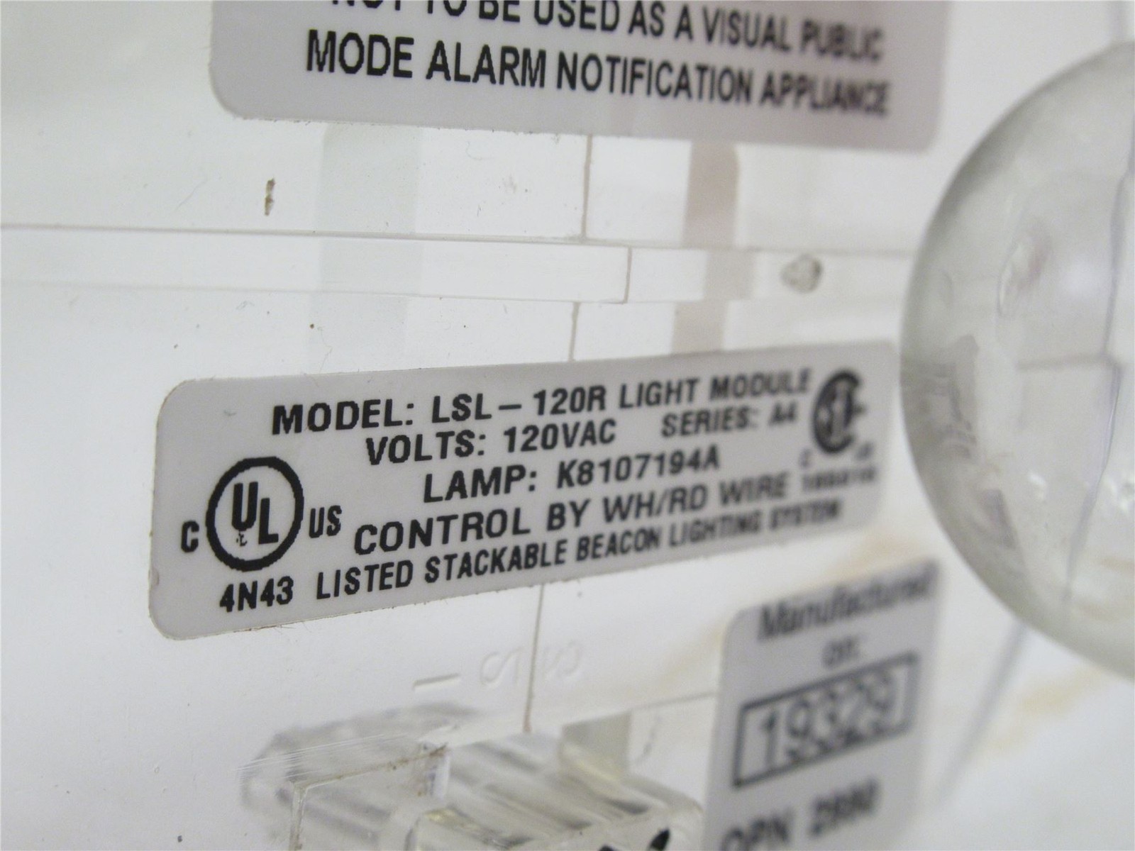232012 New-Incomplete; Federal Signal LSL-120R Light Module; 120VAC; Red