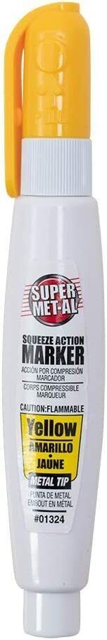 SUPER MET-AL #1324 SQUEEZE ACTION METAL TIP Yellow PAINT MARKER