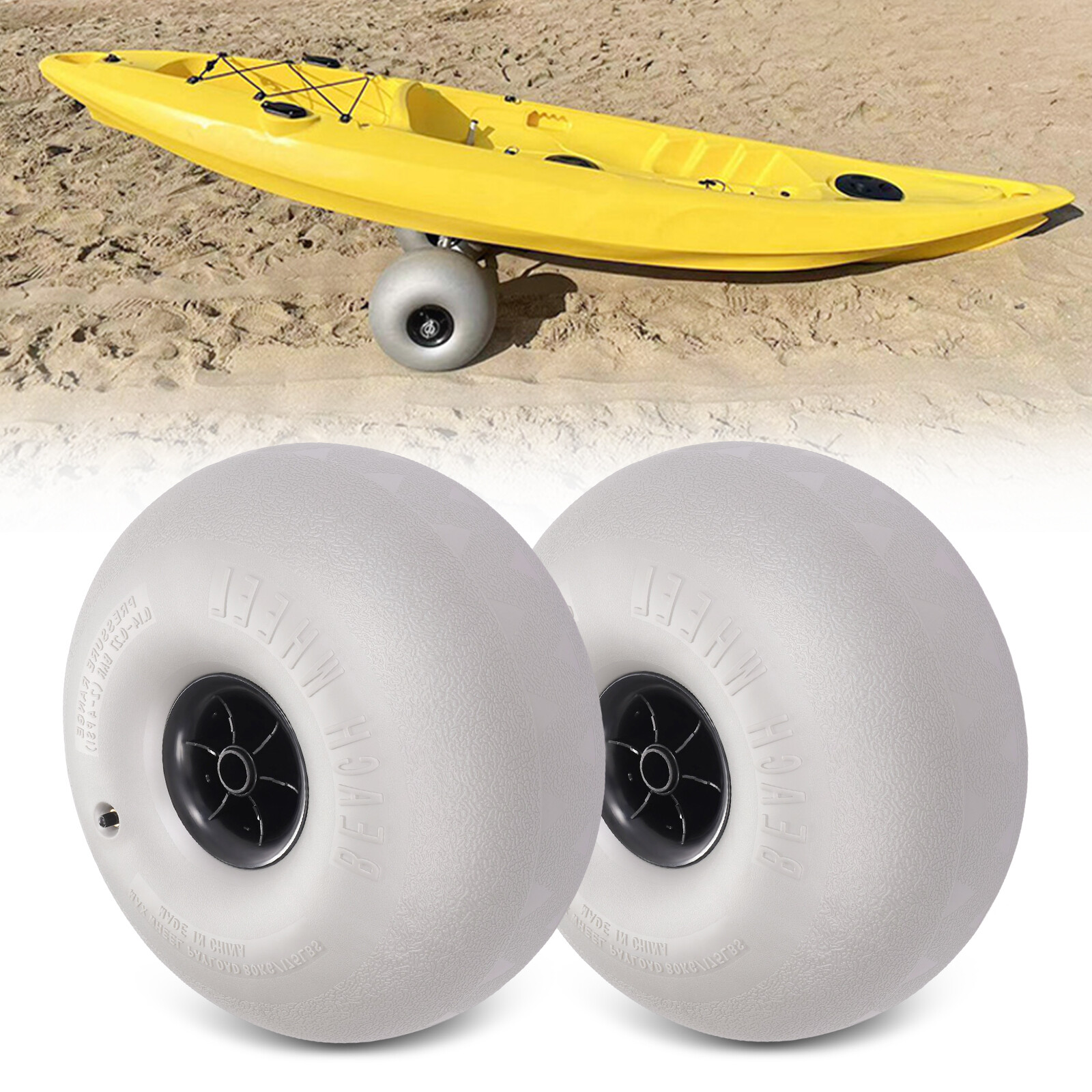 16" 2Pcs Beach Cart Wheels Replacement Beach Sand Tires For Kayak Dolly Canoe US