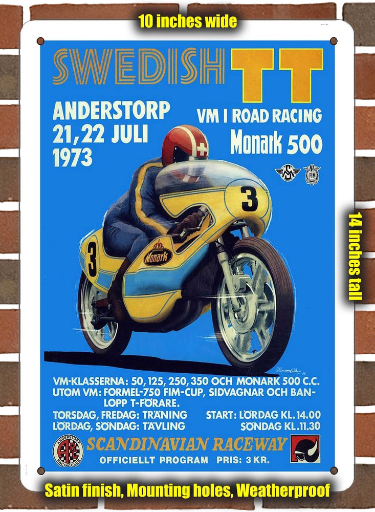 Metal Sign - 1973 Anderstorp Raceway Racing Program - 10x14 inches