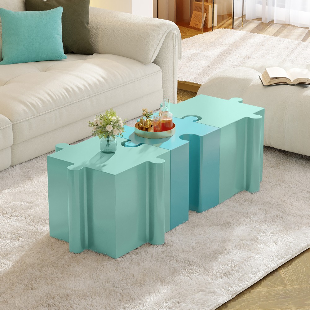 Modular MGO Puzzle Side Table, Light Green Custom Layouts Indoor Outdoor