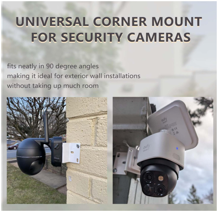 Outdoor Corner Security Camera Mount Metal Bracket for CCTV, White