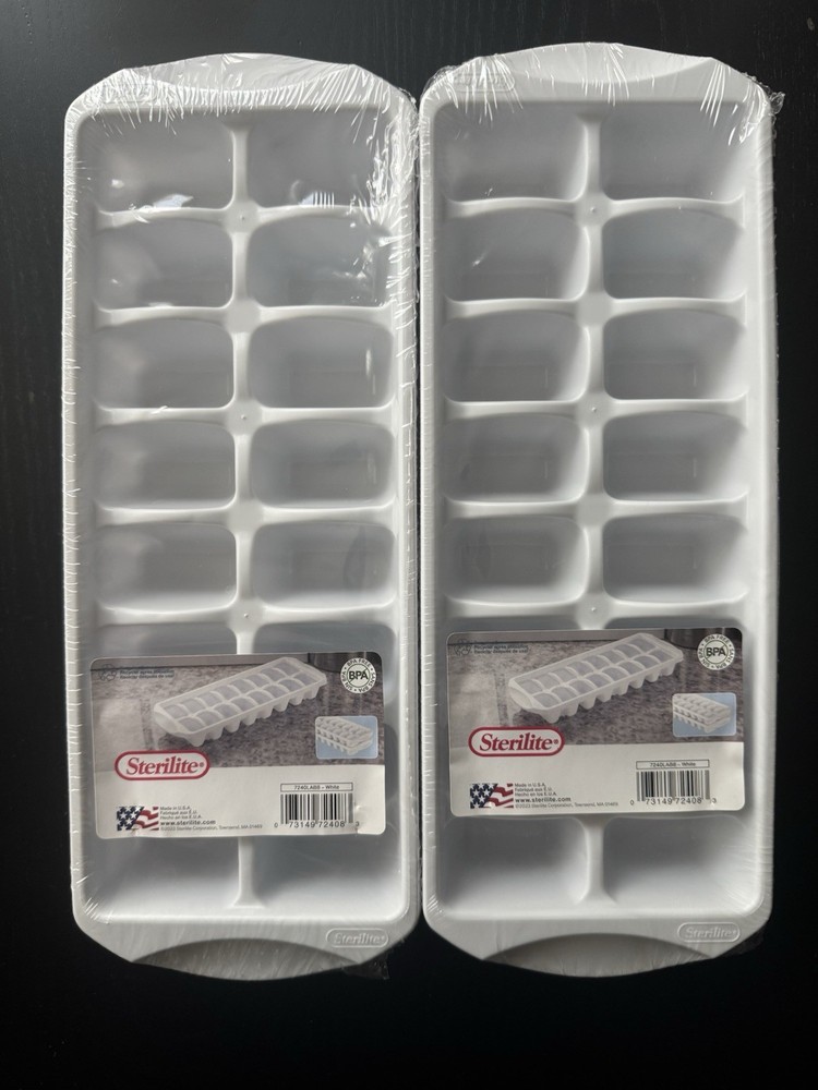 2 Sterilite Stackable White Ice Cube Tray BPA Free