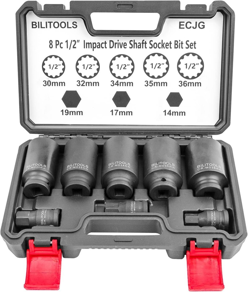 BILITOOLS 12 Point Axle Nut Socket Set, 1/2" Drive Spindle One Size