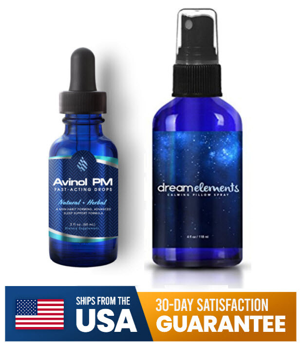 Avinol PM Liquid Drops + DE Calming Pillow Spray Bundle|Sleep Support| Relaxing