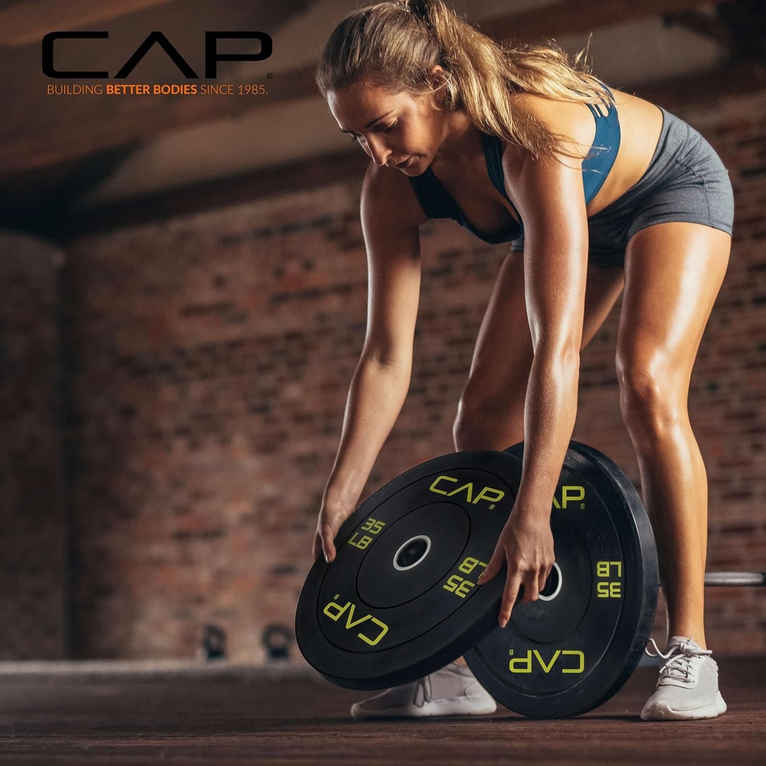 CAP 2" Olympic Bumper Plate Weight Set 100lbs Home Gym Lifting Plates