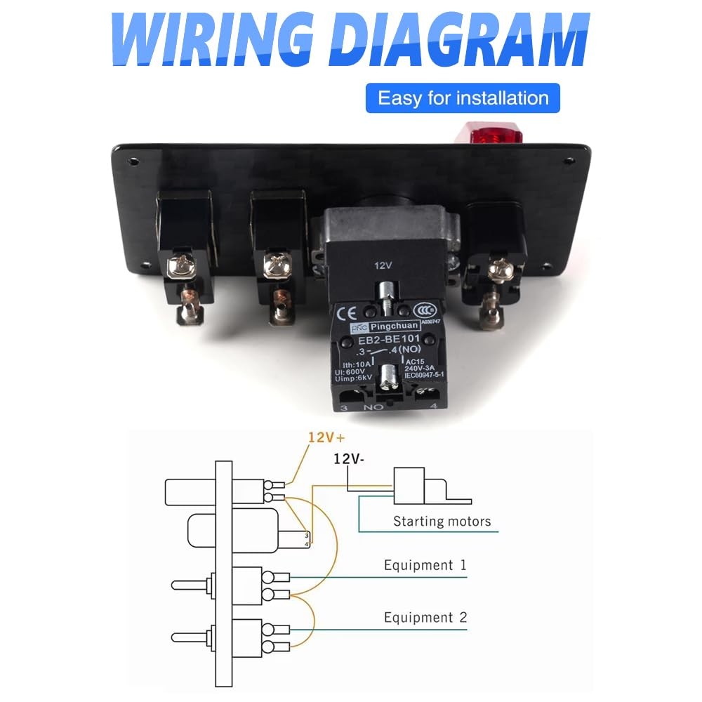 Racing Car Ignition Switch Panel DC 12V 4 in 1 Car Engine Start Push Button C...