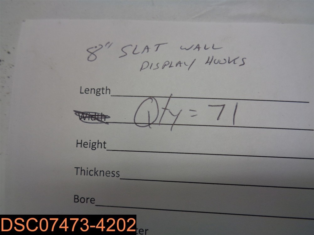 Qty =71 Slat Wall Display Hooks 8"