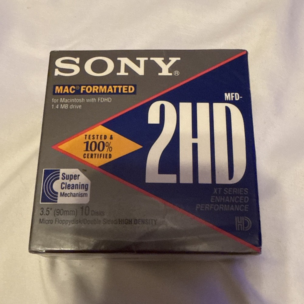 Sony Mac Formatted 2HD 3.5” Micro Floppy Disk Double Sided High Density 10 Pack
