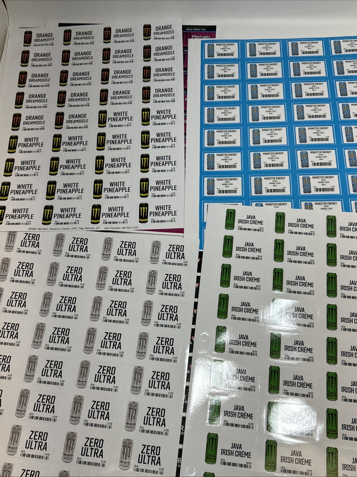 Coca-Cola Co. Drink Products Sticker / Shelf Tags 1”x 1-5/8” (16 Sheets)