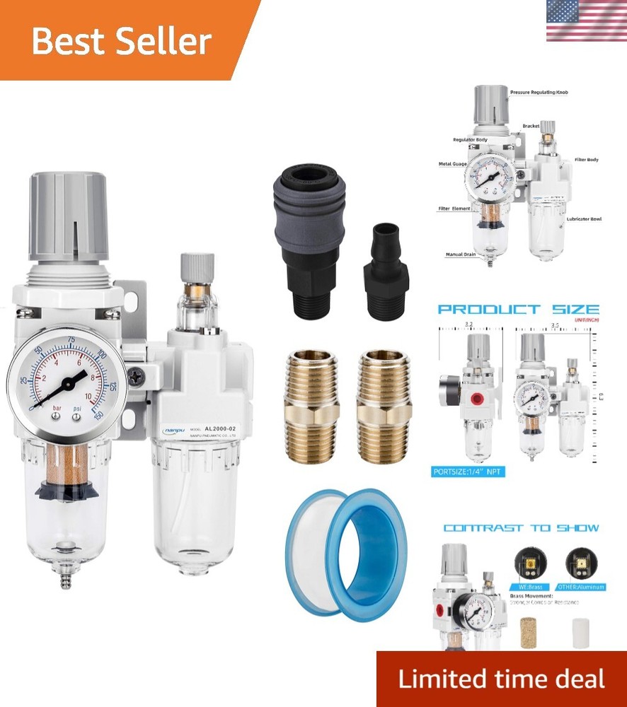 Efficient Compressed Air Filter Regulator Lubricator Set with Polycarbonate Bowl