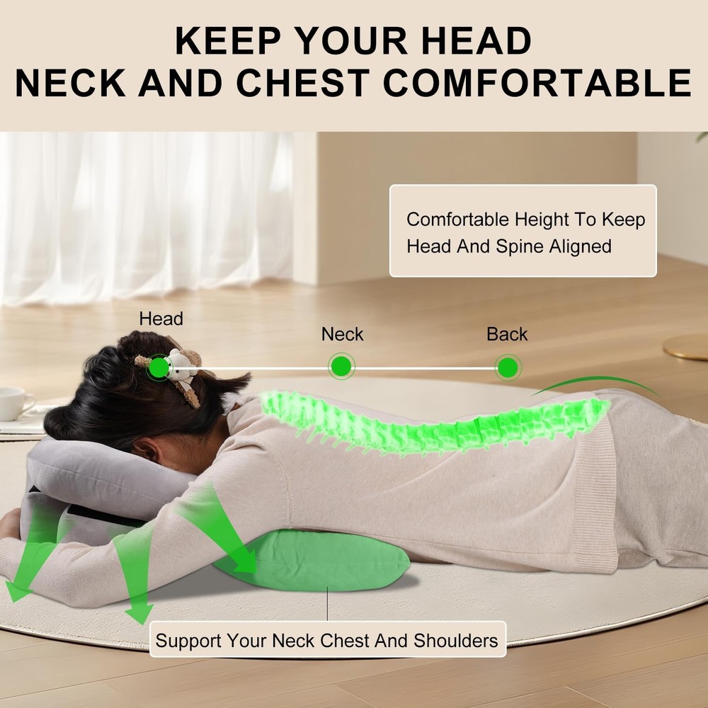 Face Down Pillow Massage Headrest for Bed, Face Down for Sleeping, Vitrectomy...