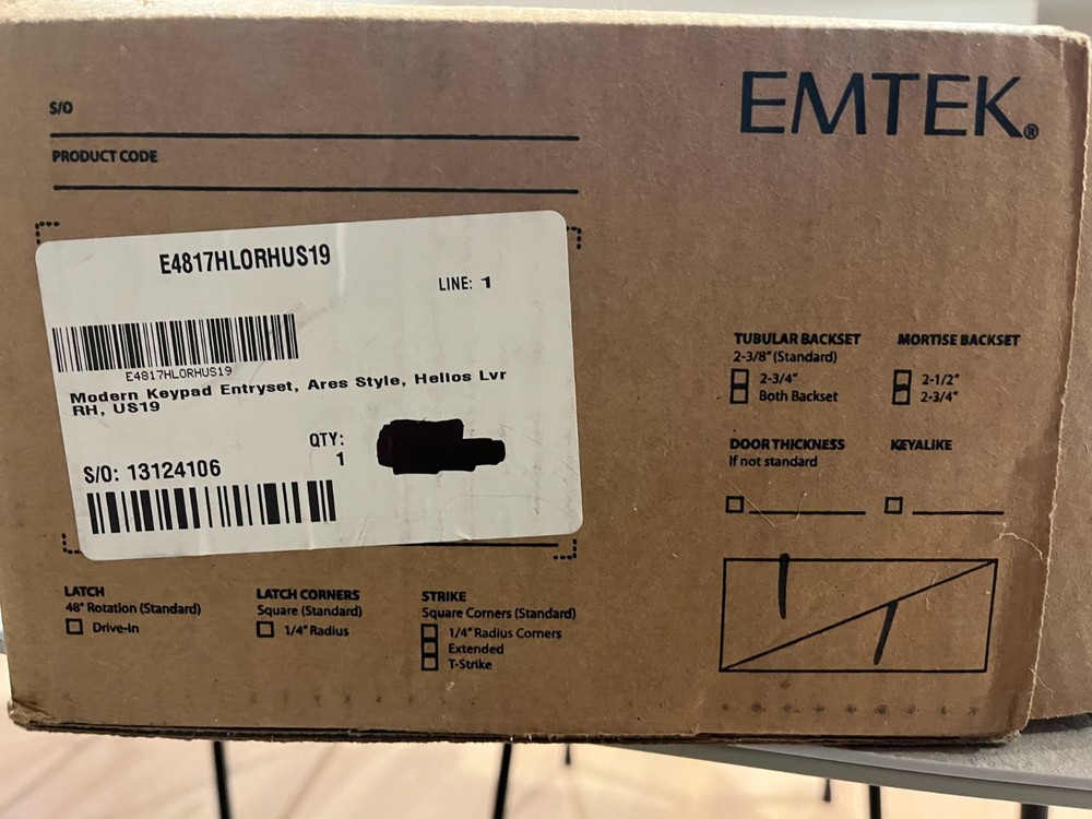 NEW Emtek E4817HLORHUS1 Modern Keypad Entryset - Black