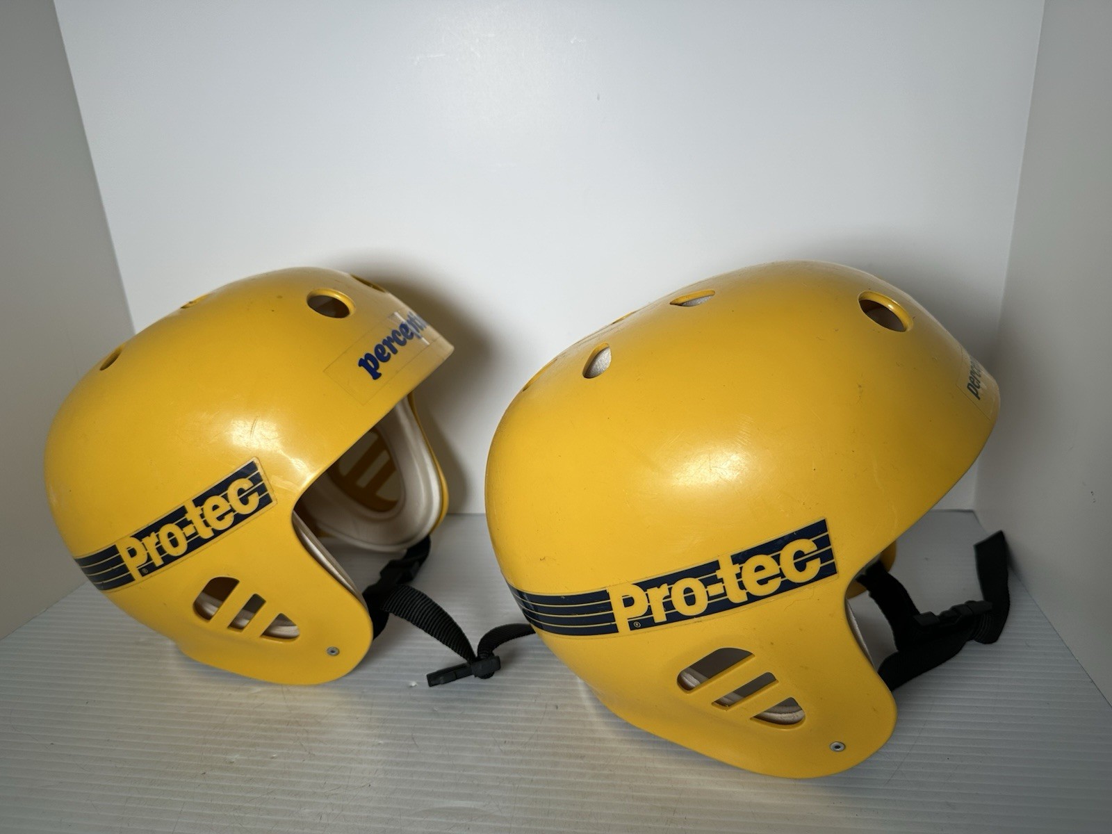 Vintage 1980s Pro-Tec Skateboard Helmet BMX Yellow Made in USA L XL Set Of 2