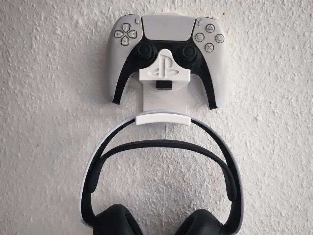 Wall mount for PS5 Controller & Pulse 3D Headset – with USB dongle holder -Black