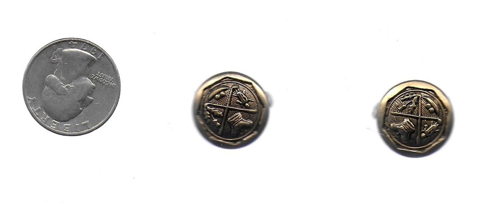2, Brass Uniform Buttons; Unbranded