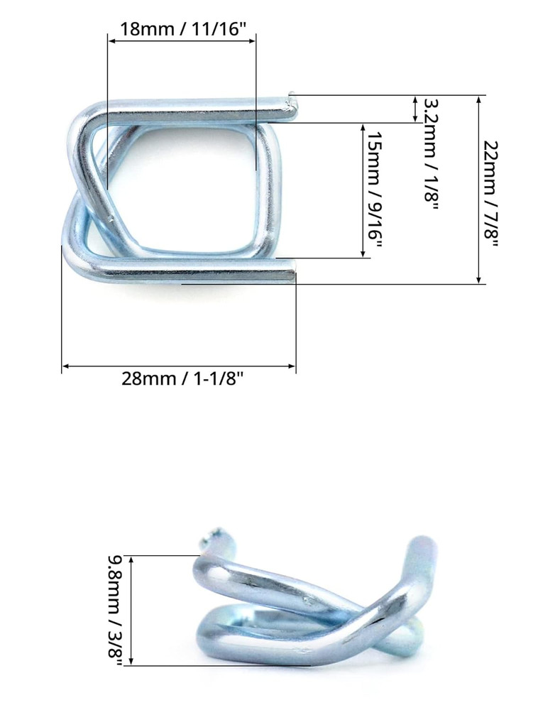 Metal Wire Buckle, 1/2" Width, 50 Pack, Silver, for Polypropylene Strapping Cord