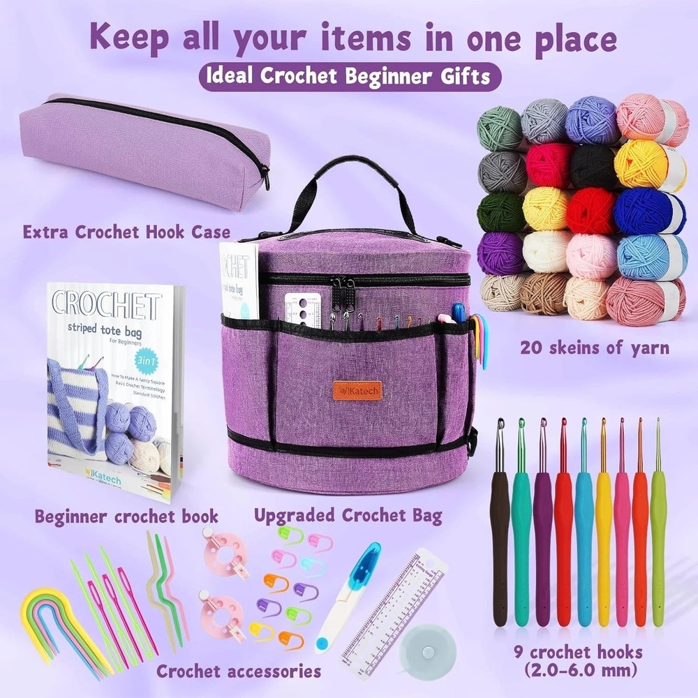 Crochet Hook Set & Yarn Kit for Adults - Purple Theme