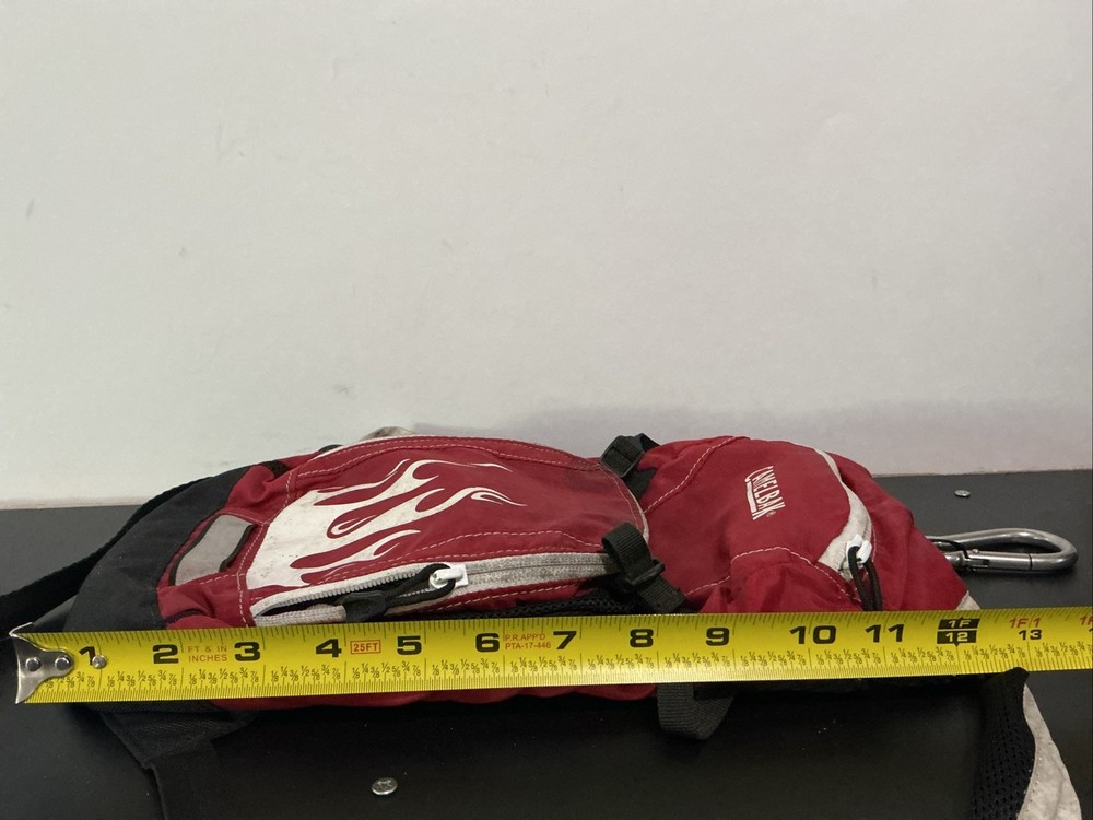 CamelBak Red With Flames Backpack Hydration Pack 2L Marks & Wear NO BLADDER BAG