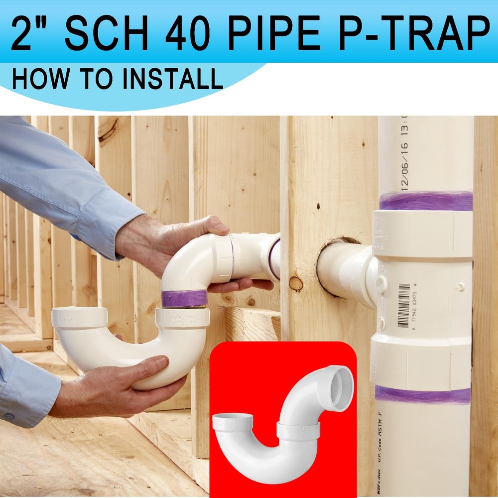 (2" PVC P-Trap, 1 Pack) Asterbacks 2 inch P-trap w/ weld joint, White