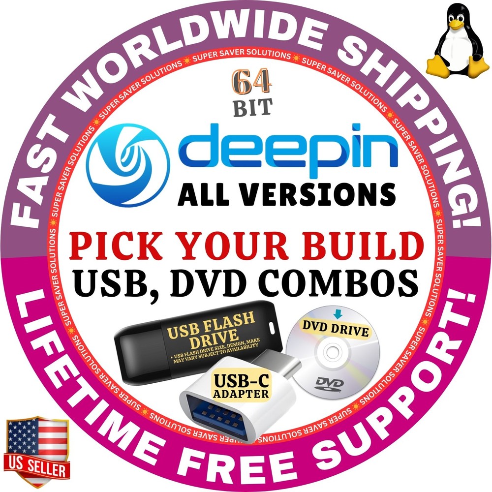DEEPIN LINUX OS | LATEST BUILDS 23, 25 | 64-BIT | FOR MAC, PC | USB, DVD COMBOS