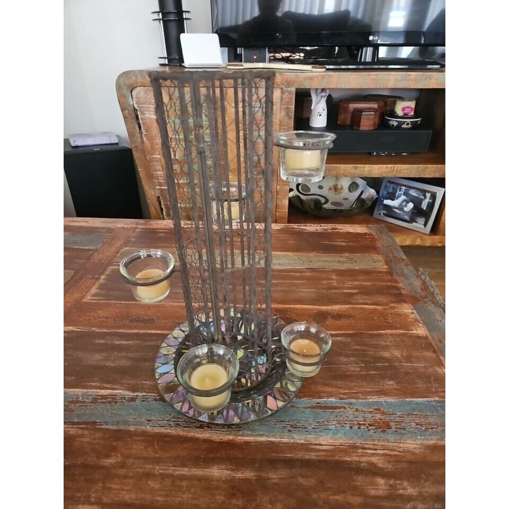 Rustic Metal Tower Includes Mosaic Plate Tea Lights Or Your Own Creativity!