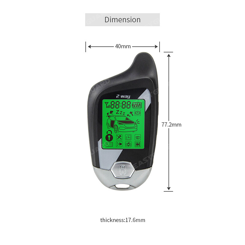 EASYGUARD 2 Way Car Alarm Remote Engine Start Timer Engine Start LCD Display
