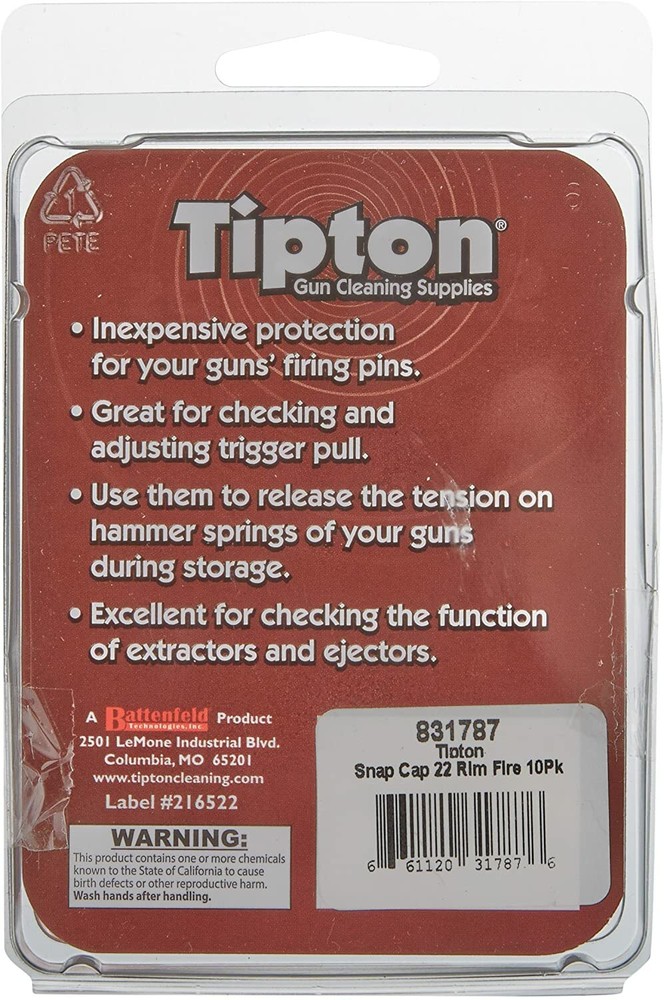 Tipton Snap Caps 22 LR, Per 25