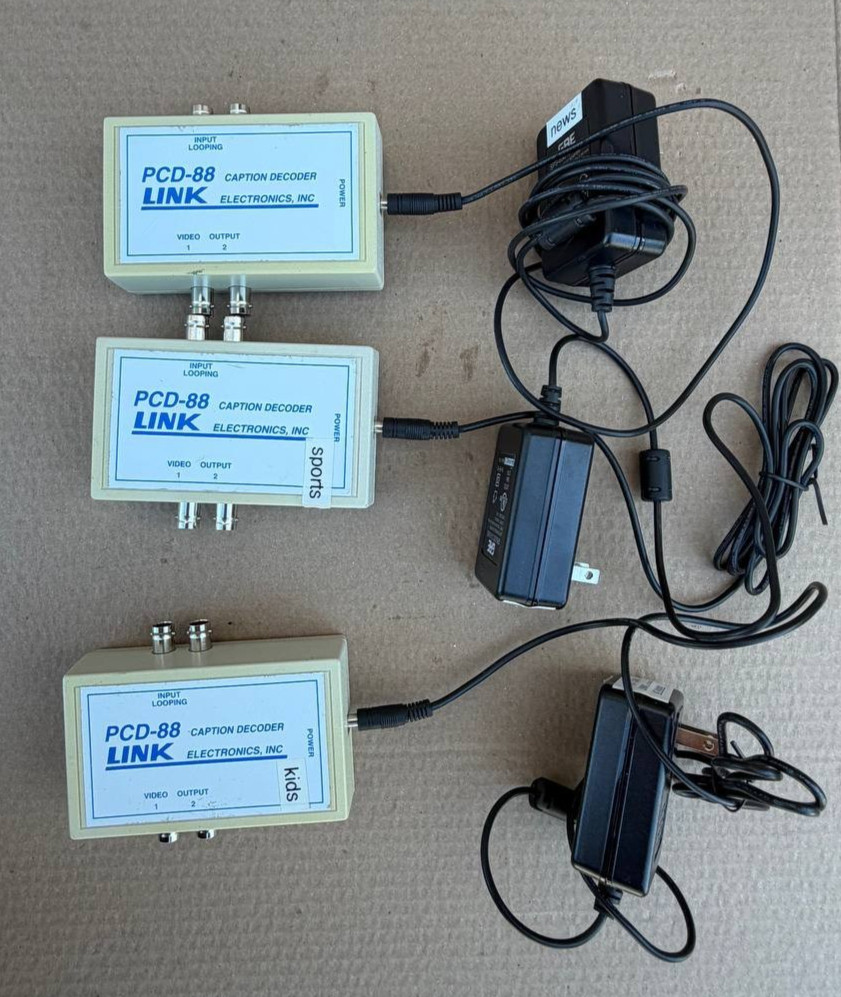 Lot of 3 Link Electronics PCD-88 Caption Decoder