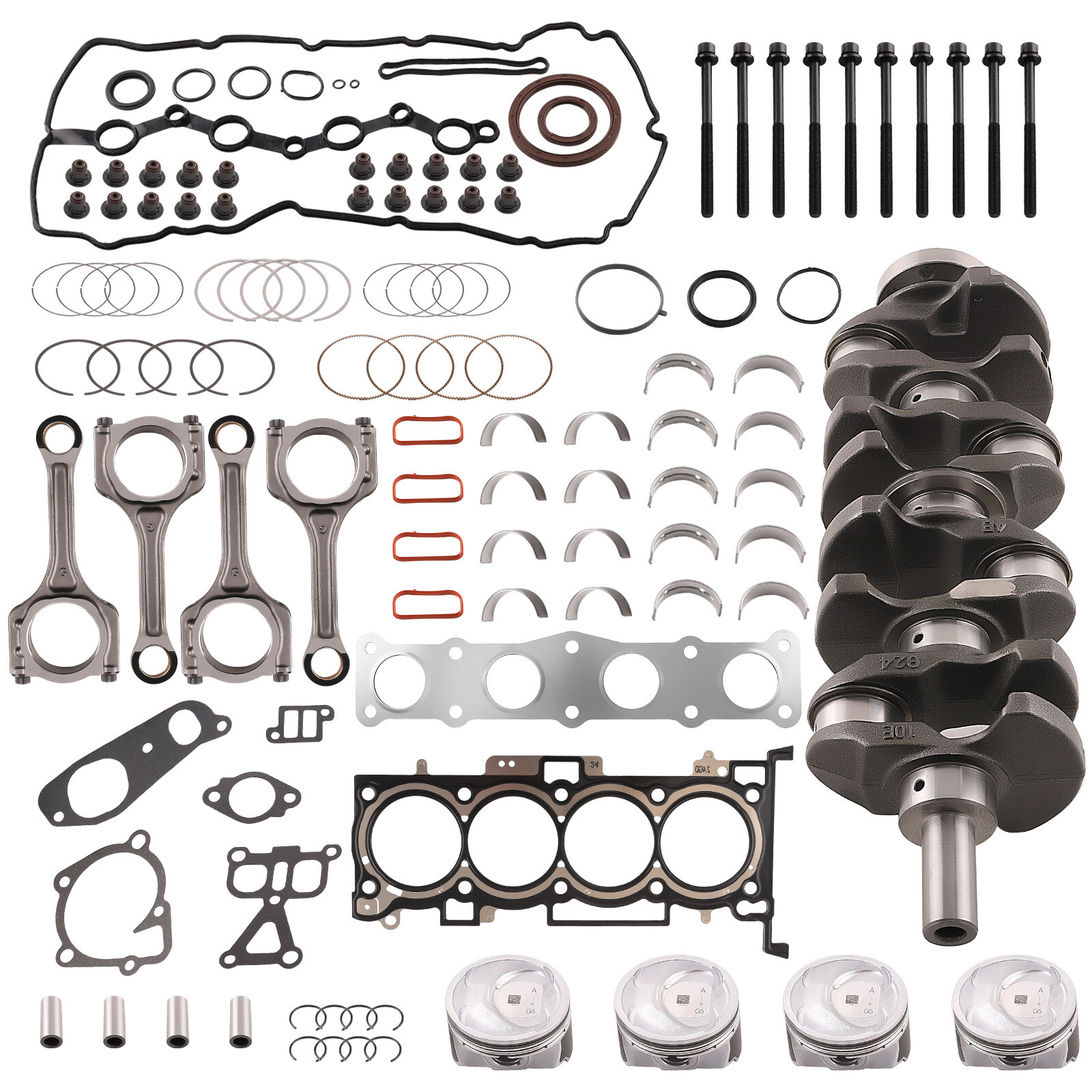 Engine Rebuild Kit Crankshaft Rods Piston For Hyundai Sonata Kia Optima 2.4L