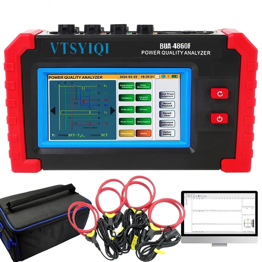 3 Phase Power Quality Analyzer with Current Clamp Range 10A~6000A USB Interface