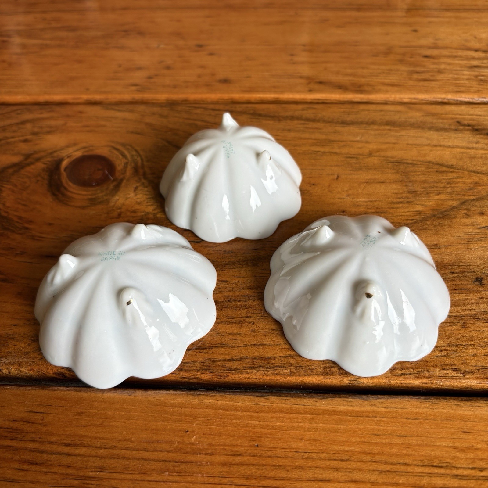 Antique Set Of 3 Handpainted Porcelain Salt Cellars Nut Bowls Footed Japan