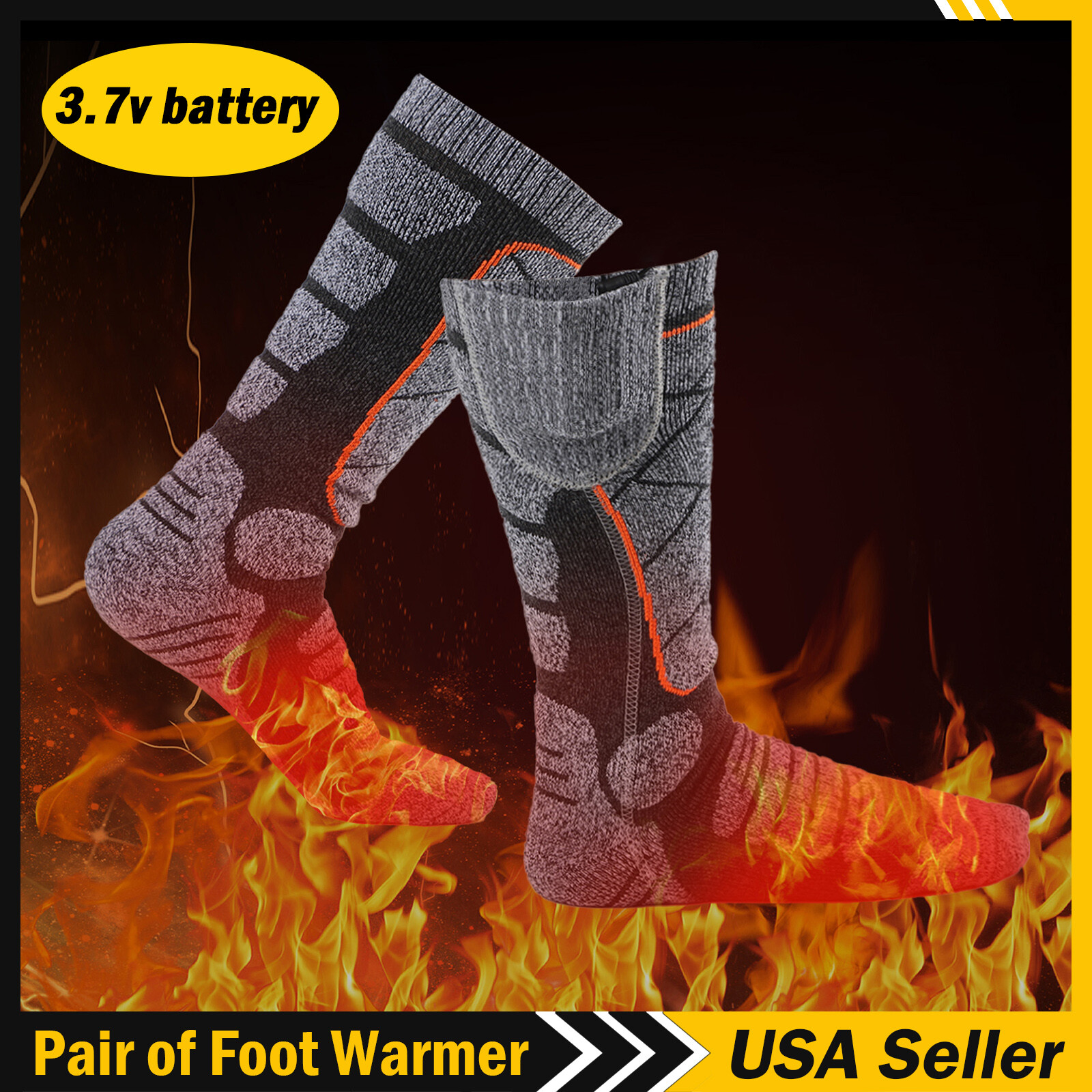 Electric Heated Socks Rechargeable Battery Men Women Winter Foot Warmer 3.7v