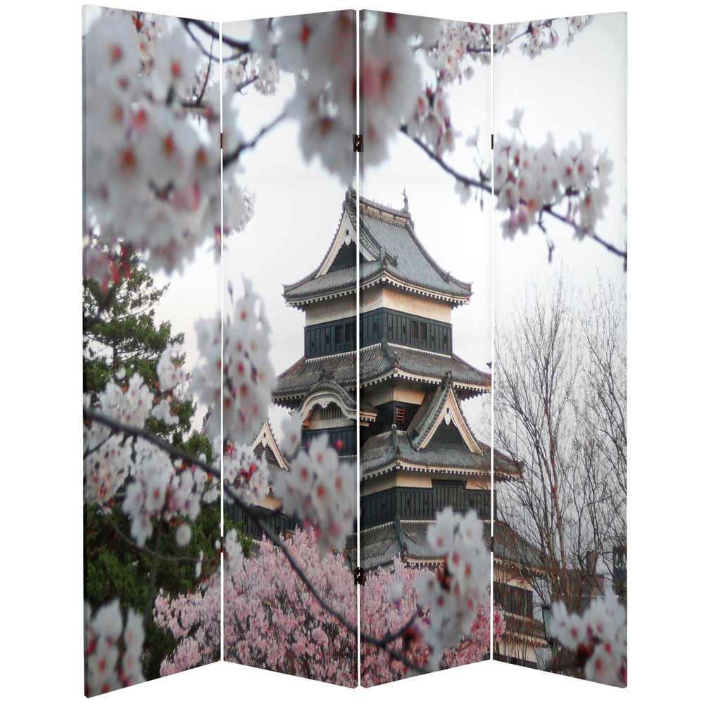 6 ft. Tall Double Sided Cherry Blossoms Room Divider