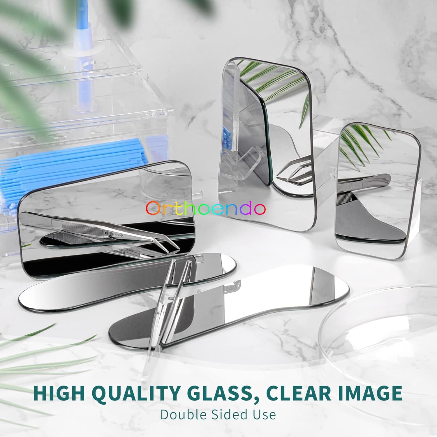 1Set/5Pc Dental Ortho Mouth Mirror Intraoral Photographic Reflector Glass Mirror
