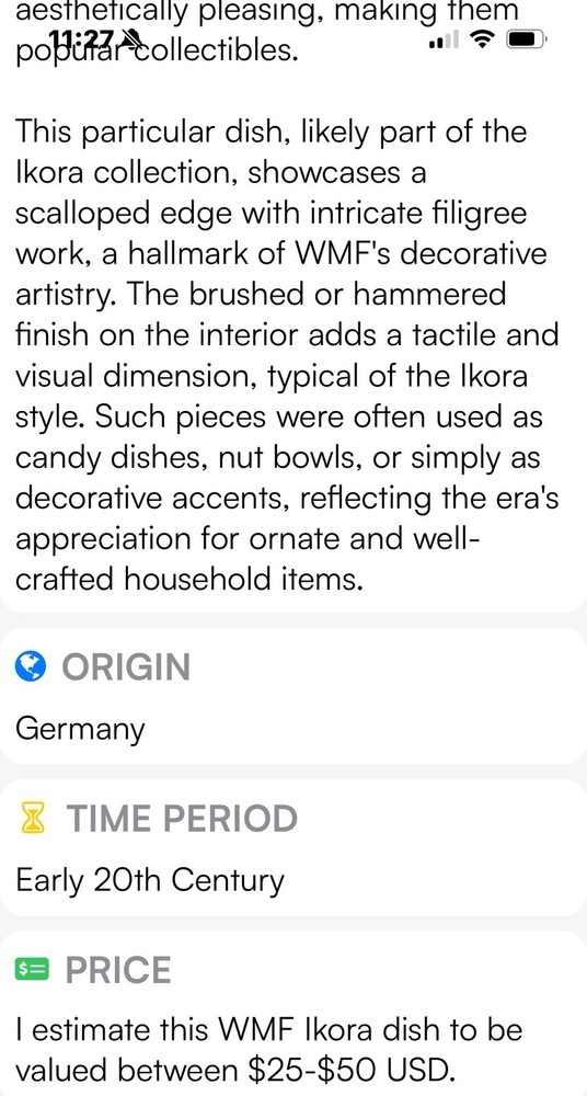 WMF Ikora gently used silver decorative dish from Germany, pristine condition.