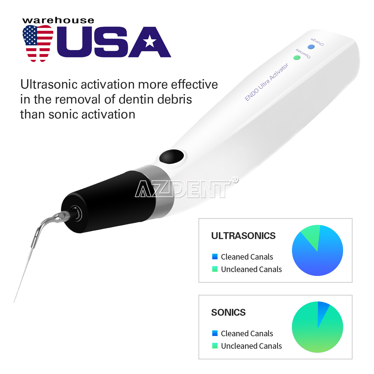 Dental Endo Ultra Activator Ultrasonic Irrigator Root Canal Handpiece 6 Tips