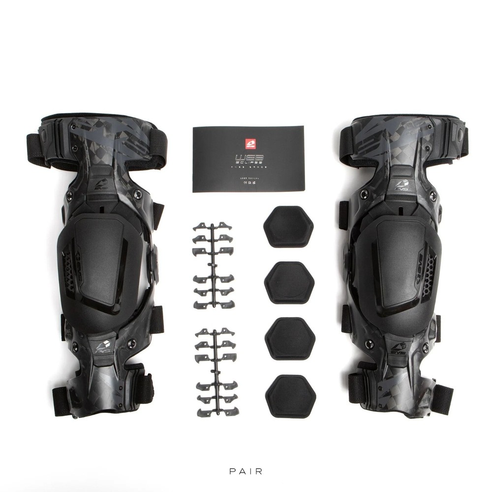 EVS WEBECL-BK-MP Medium Black Web Eclipse Knee Brace Pair
