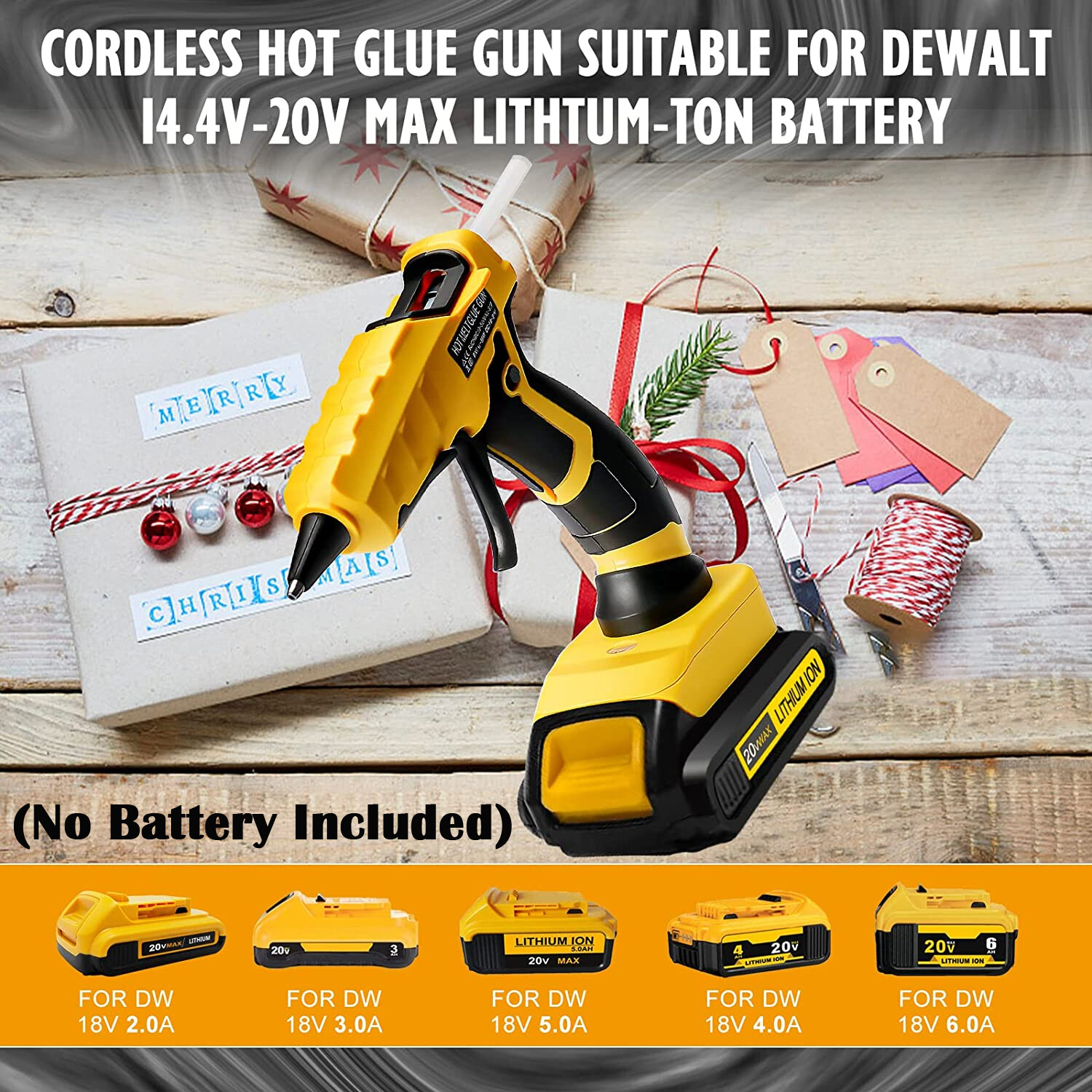 Cordless Hot Melt Glue Gun For Dewalt 20V Max Battery For Crafts & Tools DIY