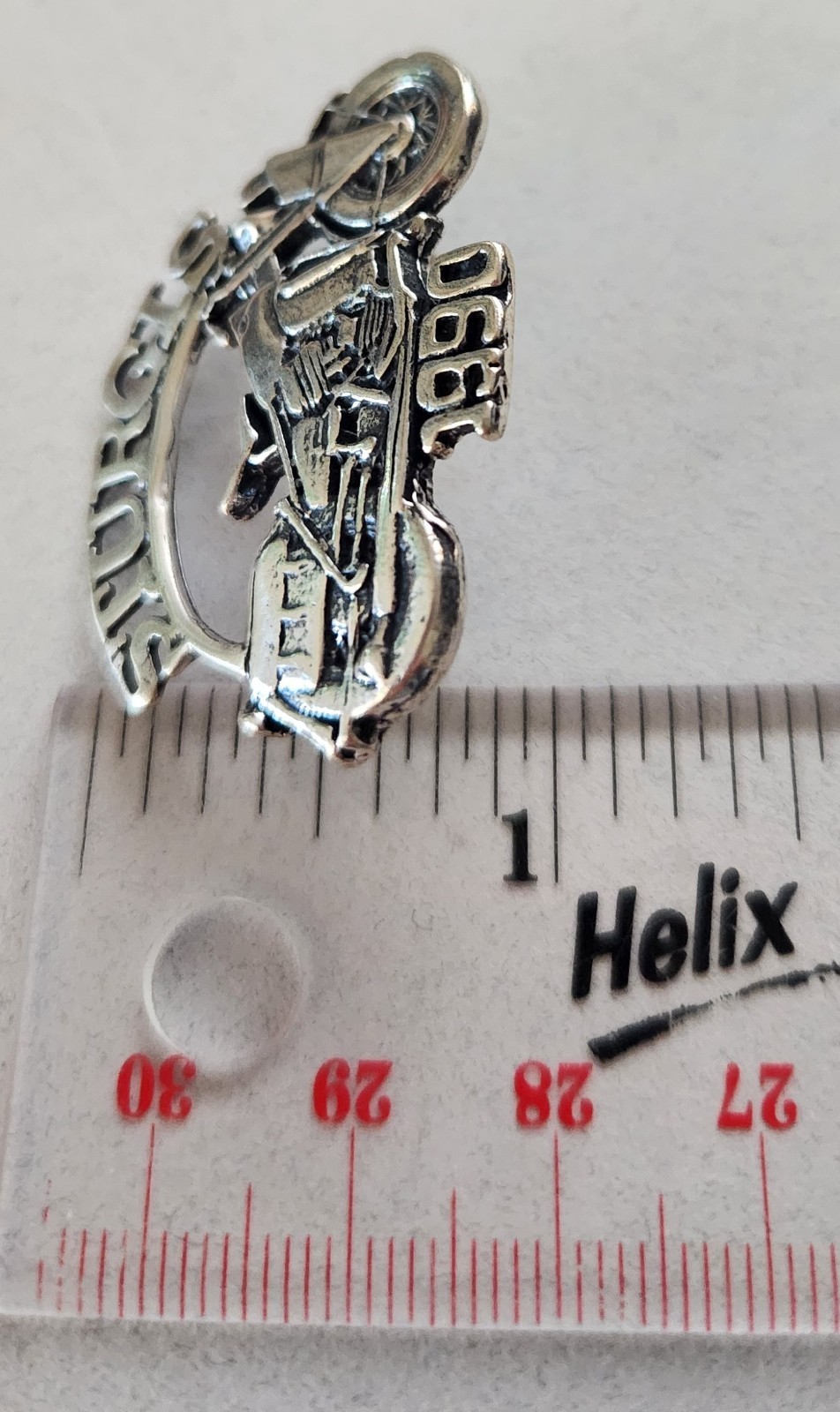 Rare Vintage 1990 Sturgis Sterling Silver Motorcycle Pin in Box